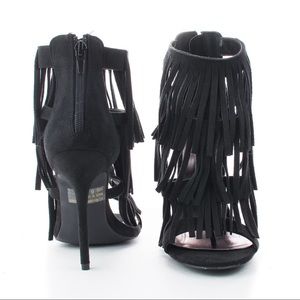 Wild Diva Fringe Heels - Black